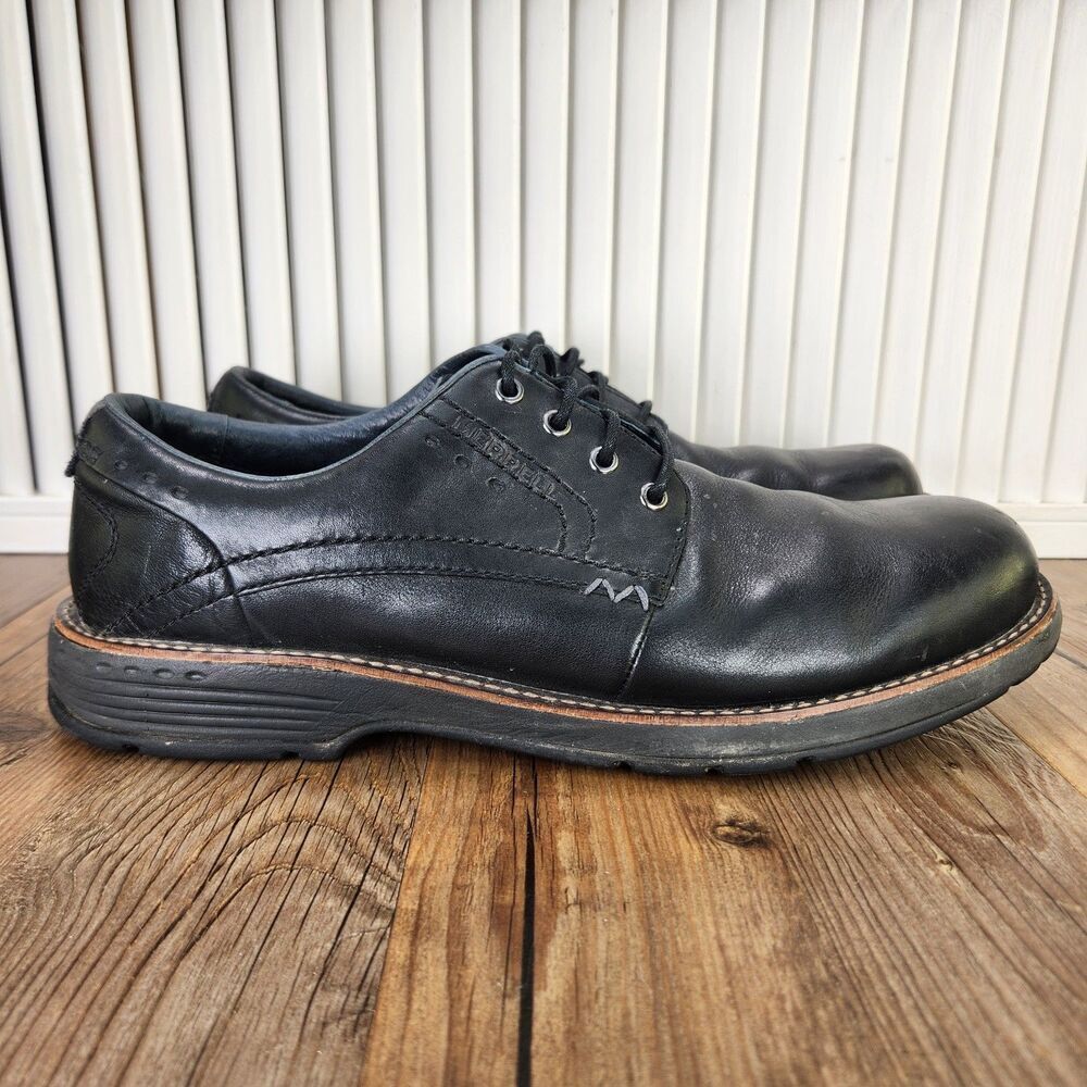 Merrell Realm Lace Black Oxford Dress Shoes Mens Size 11.5 Plain Toe Comfort Low